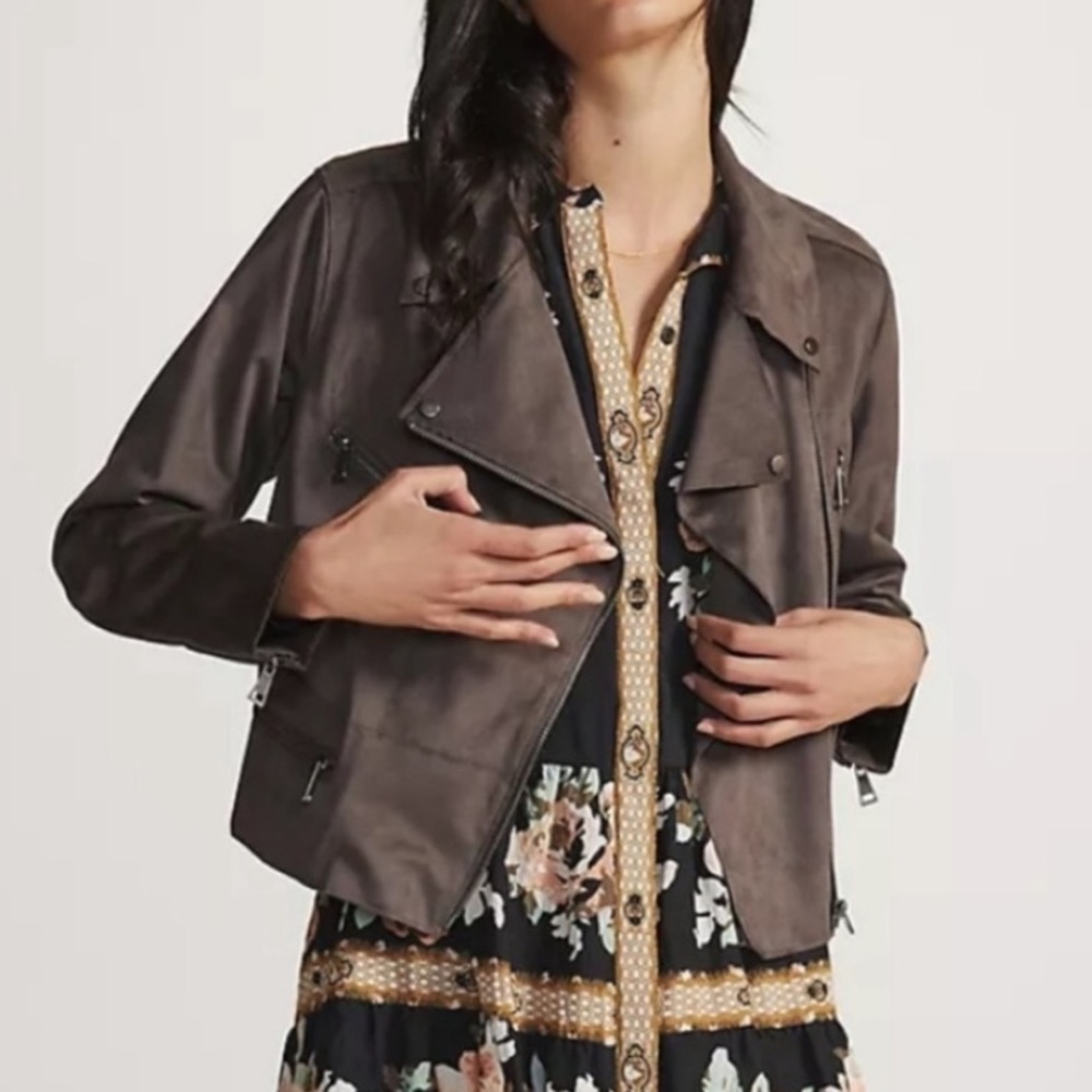 Anthropologie Hutch Faux Suede Moto Jacket Large NWT